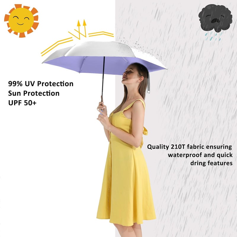 BAODINI Small UV Protection Travel Umbrella Compact for Rain and Sun UPF 50+ Windproof Portable 42 inch Umbrella for Women and Men - Image 2